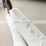 New Women's Fashion Straight Jeans Ripped Holes Female Long Term Mid Waist Cotton Washed Denim Pants thumbnail-1