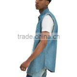 Cheap Wholesale Washed 100% Cotton Mens Sleeveless Denim Jacket thumbnail-4