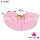 52SQG060 Lovebaby Wholesale 3 Layers Pink Chiffon Tutu Skirt With Sequin Bow Attach Short Casual Party Tutu Dress For Kids thumbnail-2