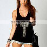 Rhinestone Printing Wholesale Women Tank Top thumbnail-1