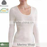 Ladies 100% Merino Wool High Quality V-Neck Thermal Sports,Gym Wear Pullover,Elastan Long Johns,Base Layer,Sweatshirt, Size Plus thumbnail-4