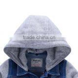 Fashional Splicing With Hood Knitted Kids Denim Jacket thumbnail-3