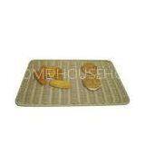 Restaurant Square Plastic Rattan Mat , Rattan Placemat Rectangular