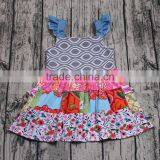2017 Flutter Sleeve Patchwork Summer Dresses Baby Girls Dress Designs thumbnail-2