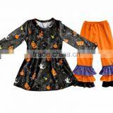 Wholesale Girls Boutique Outfits 2017 Kids Halloween Clothing Designer Pumpkin Appliqued Baby Clothes thumbnail-5