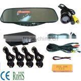Car Rearview Mirror With 3.5 Inch TFT Monitor Wireless Alarm Sensor System