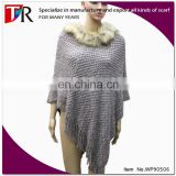 yiwu poncho factory OEM new fur trimmed latest design poncho