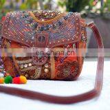 BANJARA BAG ETHNIC TRIBAL LOOK BAG HANDMADE EMBROIDERED COTTON CANVAS BAGS WITH POM POM TASSEL CHARM thumbnail-2
