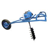 New design hand push type single wheel earth auger ground drill with 2 stroke gas engine