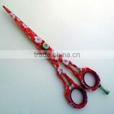 Hair Scissors Red Color Coated 6"
