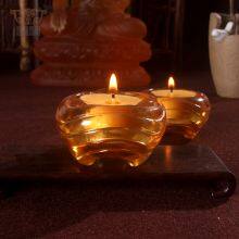 Circular Life: Crystal Glass Liuli Craft Candleholder Buddhism Worship Vessel Religious Pray thumbnail-4