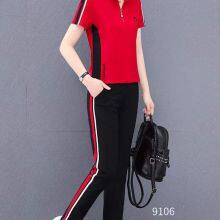 Monisa Sports Leisure Colors Suit With Short Sleeves and Long Trousers in Summer thumbnail-4