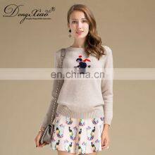 Fashion Skier Jumper Knitting Production Intarsia Women 100% Cashmere Sweater thumbnail-3