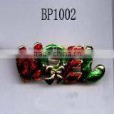 Red Green Enamel Christmas Candy Cane Brooch thumbnail-1