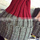 Hot Selling Peaked Top Two Tone Colors Rolled Brim Crochet Knitting Hat and Cap thumbnail-4
