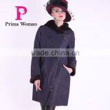 2016 New Design Winter Women Long Coat Slim Fit With Wool Fur Collar Overcoat