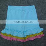 2015 New Style Boutique Solid Aqua Triple Ruffles Girl Shorts MS0101 thumbnail-1