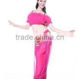 3 Pieces Pink Chiffon Belly Dance Costumes for Practice With Shining Spots