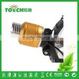 Gold Color Focus Zoom Led Headlamp 2000 Lumen Super Bright Head Lamp Miner Light for Night Searching thumbnail-6