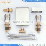 Contemporary Waterfall Stainless Steel Two Handles Three Holes Bathroom Waterfall Basin Mixer Vessel Faucet Taps Bathtub Faucet thumbnail-6