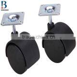 2015 Discount 2-inch Nylon Black Plastic Square Plate Double Swivel Furniture Caster Wheels thumbnail-4