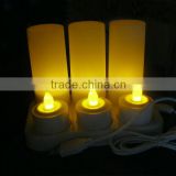 Rechargeable single amber led tea light ,usb wire charger