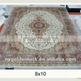 8x10 chinese handmade ivory spun silk floor carpet