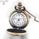 Newest Fashion Accessory Jewelry Alloy Quartz Movement Antique Brown Glass Covered Pocket Watch thumbnail-2