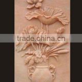 Flower stone sculpture relief