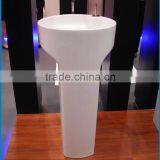 SGS Acrylic Solid Surface Cabinet Bathroom Pedestal Wash Basins,,Artificial Stone Freestanding Washing Basin thumbnail-3