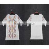 2016 Summer Fashion Women Midi Dresses Ladies Cotton Linen Half Sleeve Ethnic Embroidery Short Frock White Women Dress Model thumbnail-5