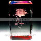 2016 Personal Design 3d Inner Engraved Flower Crystal Cube