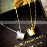High Quality Silver and Gold Plated Princess Crown Pendant Necklace for Gril thumbnail-1