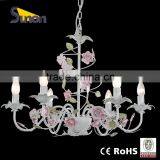 SD0950/6 Rural Style Wrought Iron With Peony Flower Chandelier thumbnail-1