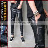 Zip Pocket Slim Leather Jogger Sweatpants (LOTG230)