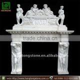 White Marble Fireplace Surround With Statues thumbnail-1