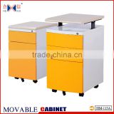 Orange or customized color 3 drawer metal mobile pedestal