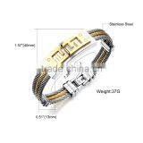 Three Layers Man Bangles Punk Style Silver/Gold Color Stainless Steel The Great Wall Design Men Friendship Jewelry thumbnail-4