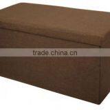 Household Brown Rectangle Foldable Polyester Linen Storage Ottoman thumbnail-2