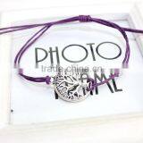 Antique Silver Hollow Tree of Life Charm Bracelet Customized Charm Wax Cord Bracelet Cheap Personalzied Bracelet for Promotion thumbnail-6