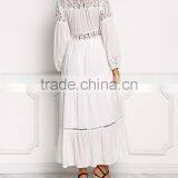 Off White Lace Trim Button Down Maxi Dress Long Frock Design HSd5221 thumbnail-6