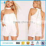 2017 Playsuit in Women's Pant With White Choker Neck Frill Bandeau Playsuit thumbnail-1