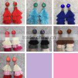 Bohemian Multilayer Tassel With Resin Gems Dangle Earrings for Women thumbnail-1