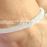 SILVER CHAIN Filled With Crystal Delicate PAYAL Anklets Pair thumbnail-2
