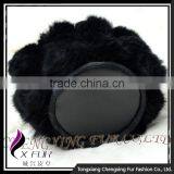 CX-H-08 High Quality Black Genuine Rabbit Fur Hand Bag Fur Pom Pom thumbnail-3