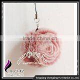 CX-P-22 Genuine Rex Fur Flower Mobile Phone Charms Fancy Keychain thumbnail-1
