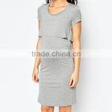 Double Layer Bodycon Maternity Wear Dress Wholesale Plain Maternity Wear Clothes thumbnail-2