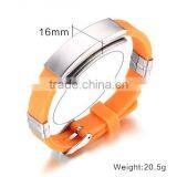 Orange Color Silicone Sport Wrist Bangle Custom Own Logo Steel Charms Silicone Bangle for Mens Gifts thumbnail-1