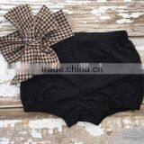 Zebra Stripe Headband With Plain Black Cotton Bloomer Set New Born Baby Clothes thumbnail-2