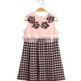 2015 Kid Apparel Houndstooth Pleated Winter Kid Dress Kid Clothing for Cute Girl thumbnail-4
